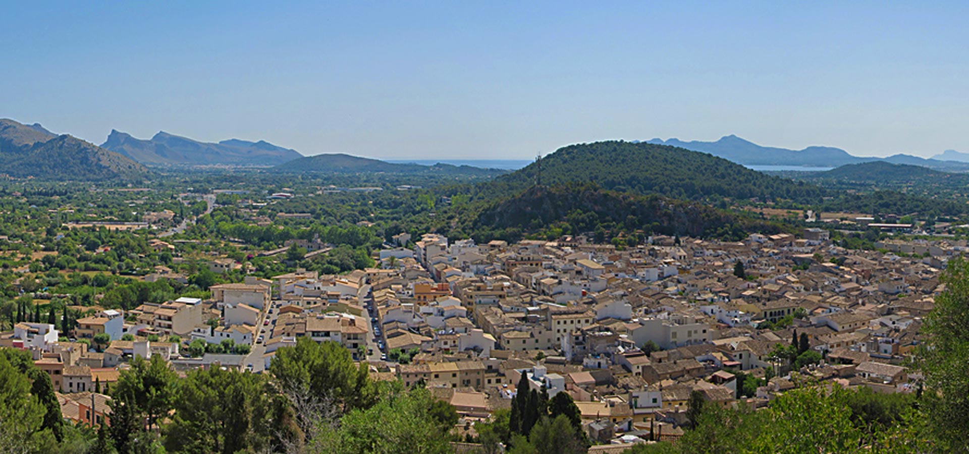 Pollensa property market aerial view.