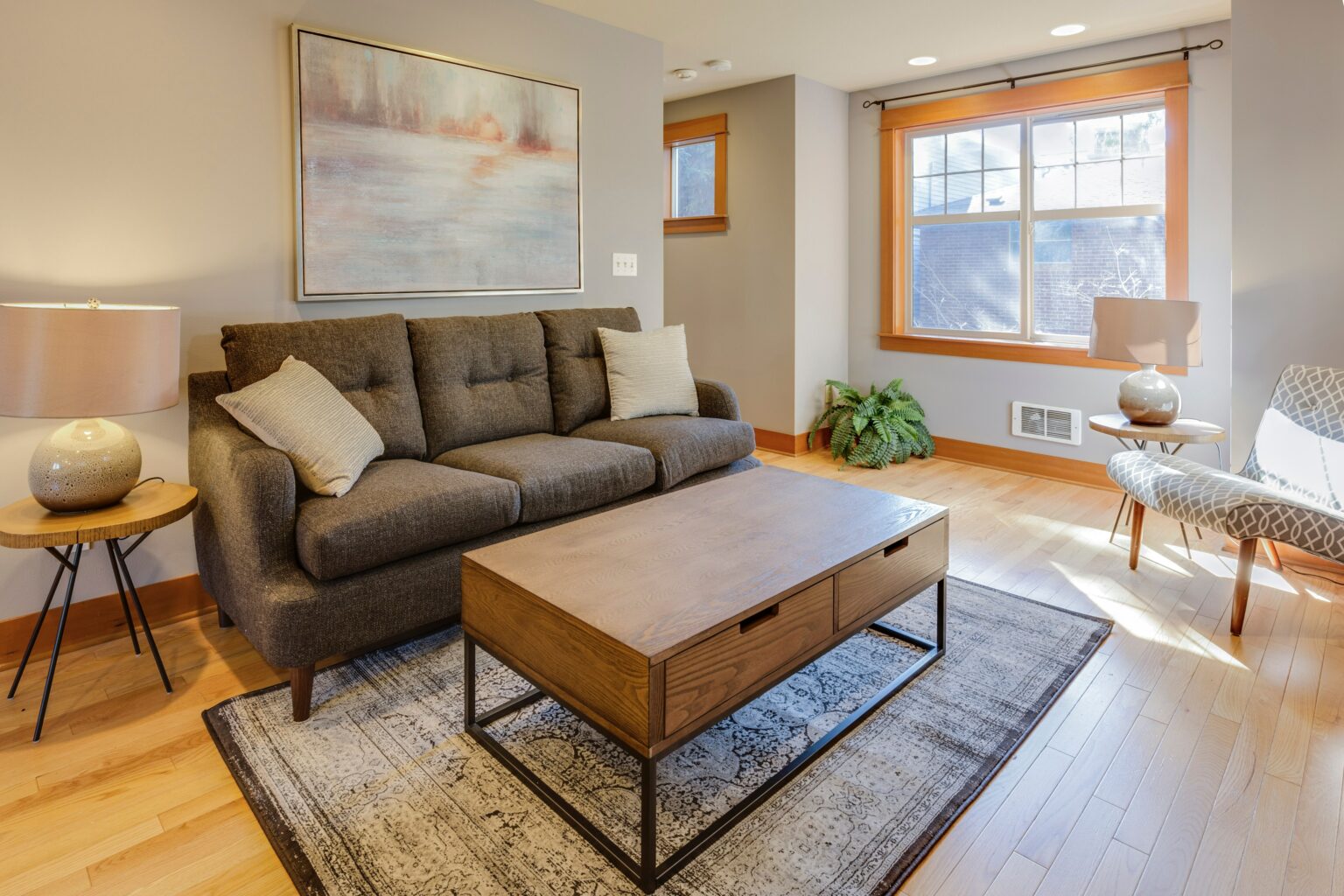 Living room of a staged home