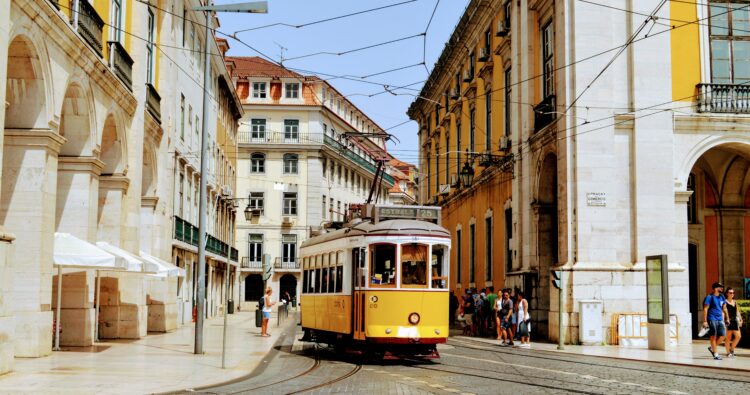 Tram in the city centre of Lisbon