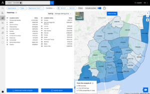 Heatmap showing the most expensive and most affordable areas of the city inside CASAFARI Market Analytics