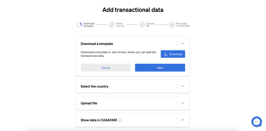 Last step of adding transactional data in bulk to CASAFARI