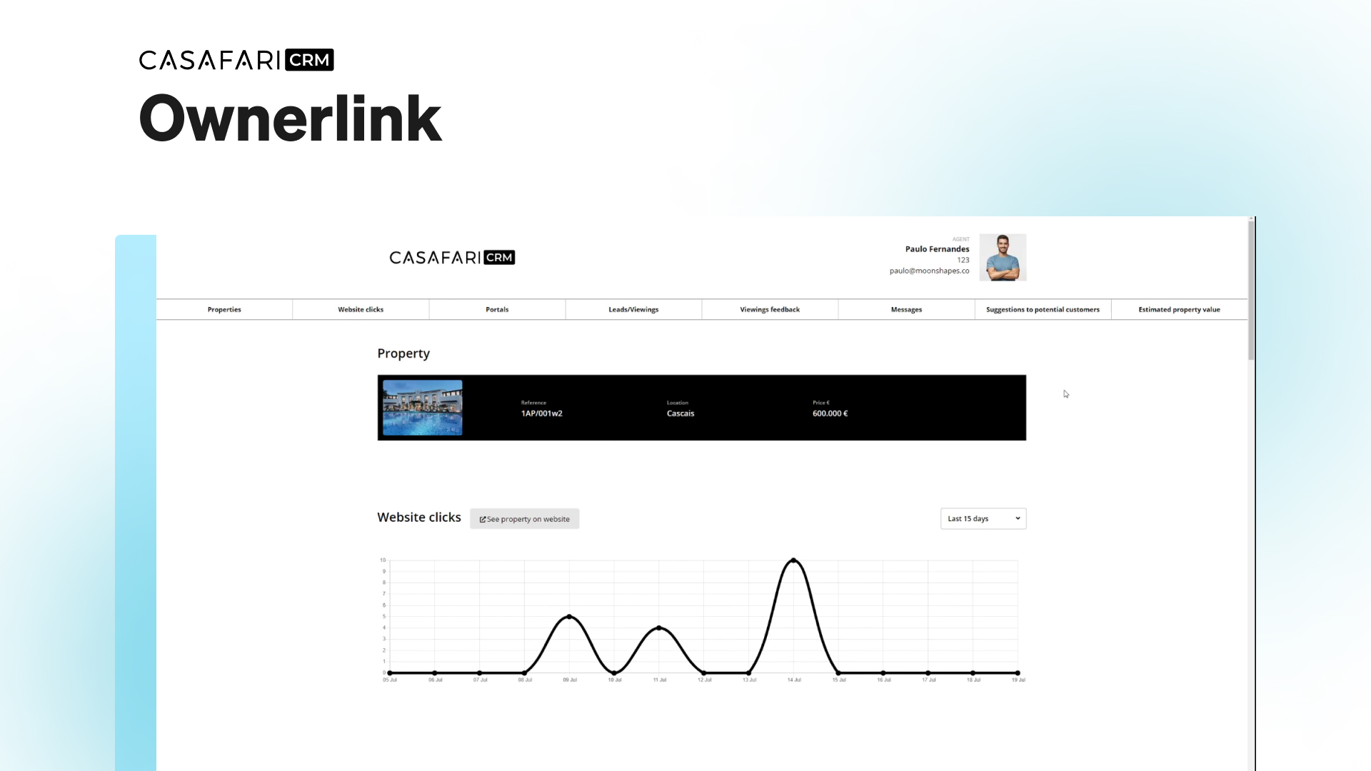 Ownerlink's results inside CASAFARI CRM