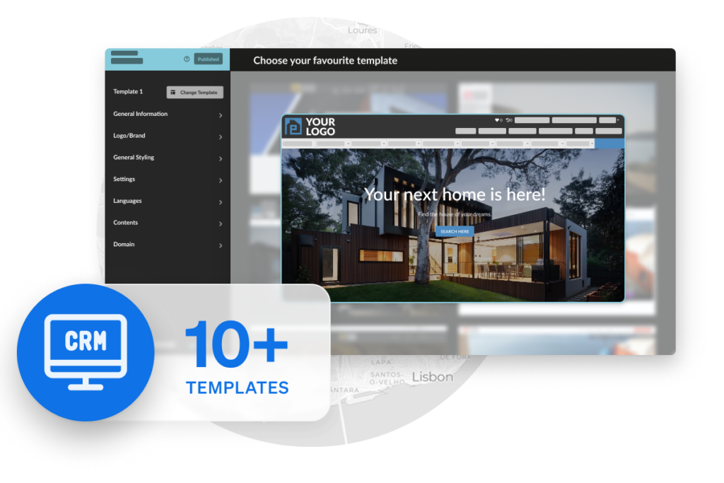 CASAFARI CRM provides 10+ templates to build your own real estate website and promote your property portfolio