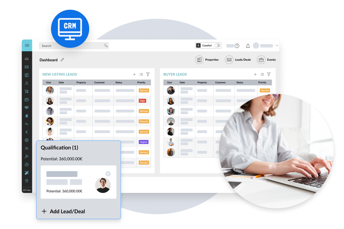 CASAFARI CRM, the complete real estate software for management of leads, clients and properties