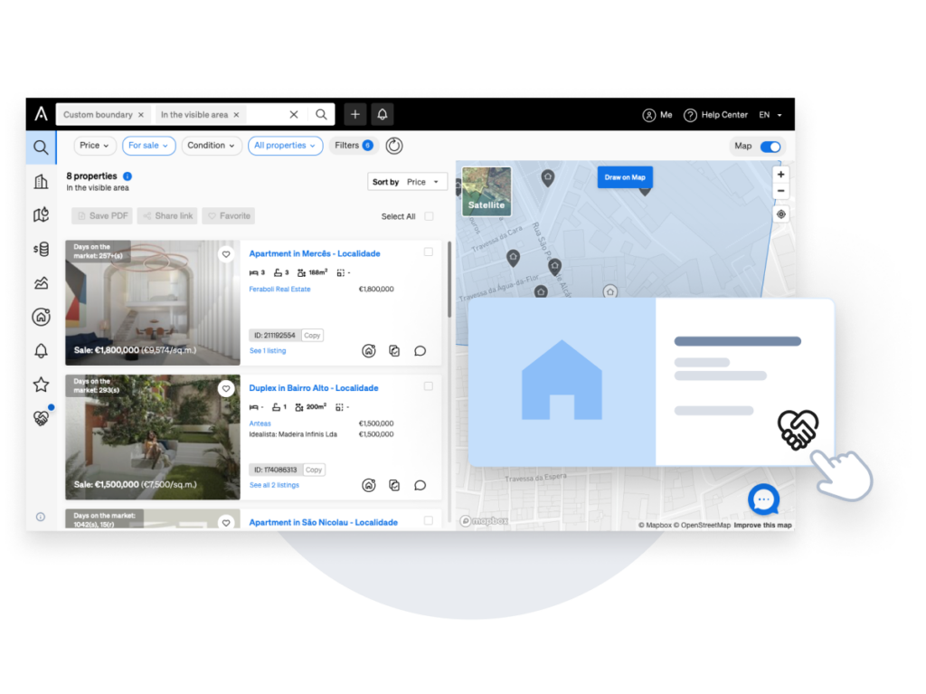CASAFARI Connect allows real estate professionals to access thousands of property opportunities from other agents, as well as submit and receive sharing requests easily