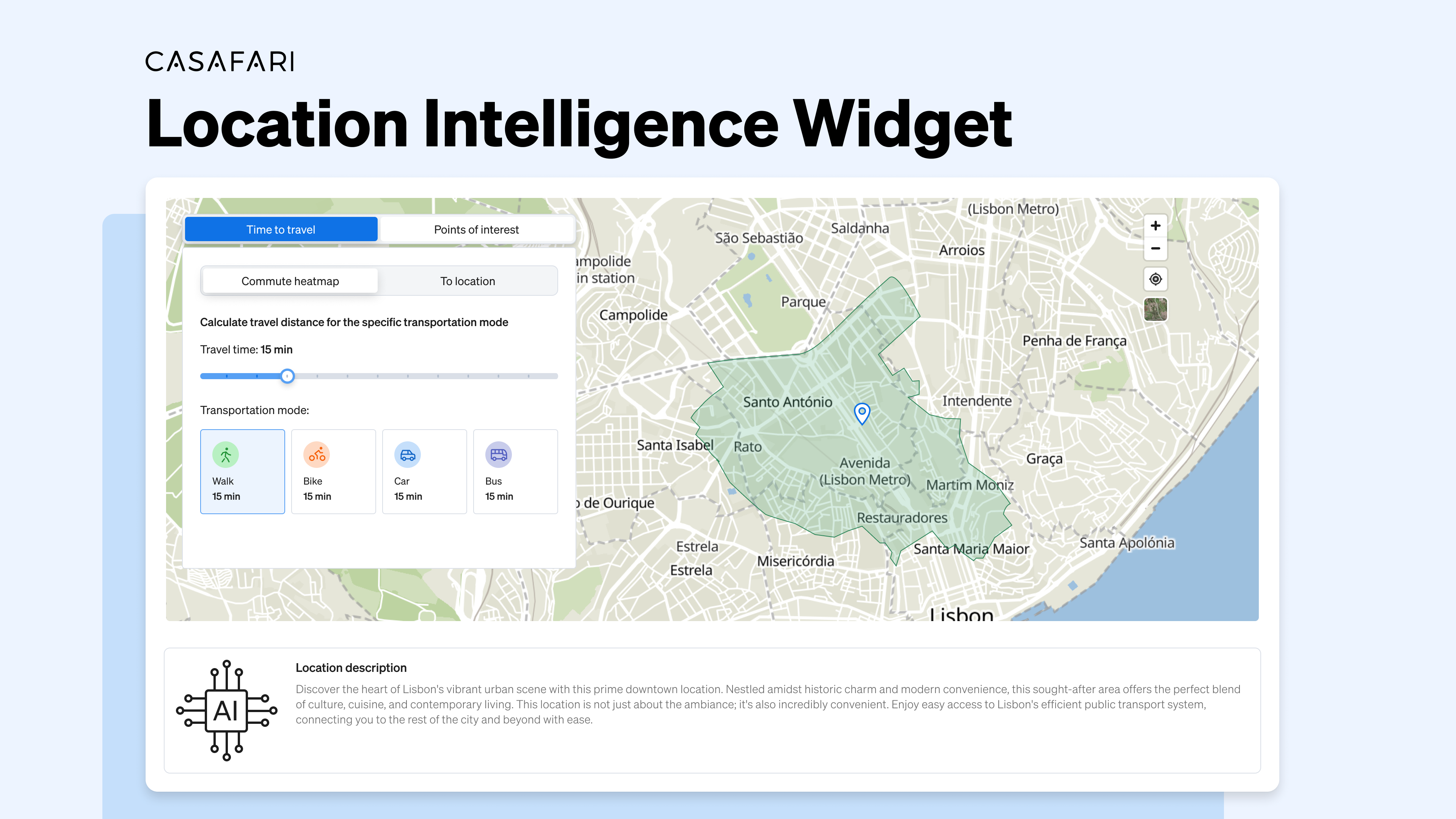 CASAFARI's Location Intelligence Widget