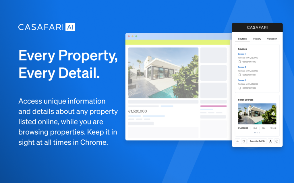 CASAFARI AI, a chrome extension for market insights in every website or property portal