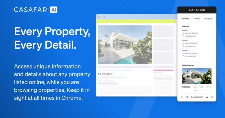 CASAFARI AI, a chrome extension for market insights in every website or property portal