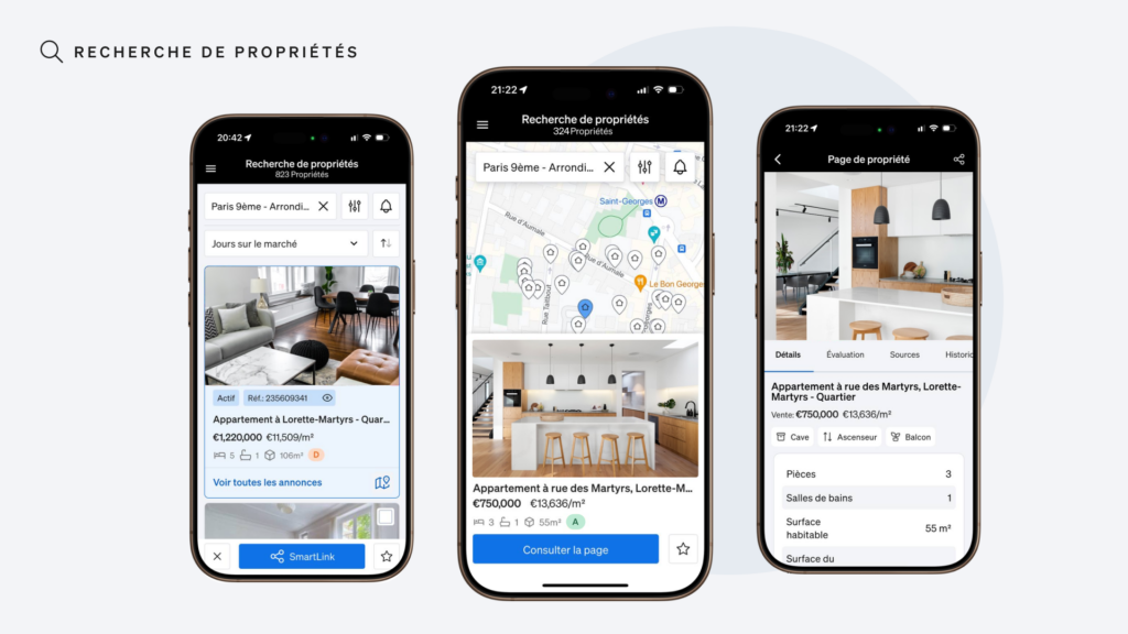 Trouver des biens immobiliers avec CASAFARI AI, l'application immobilière de CASAFARI